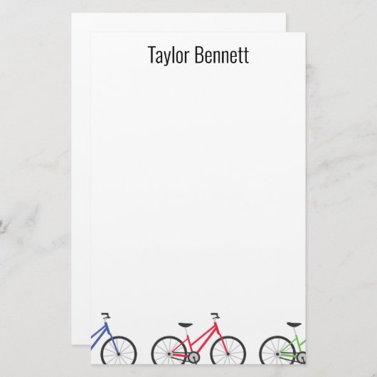 カラフル自転車カスタム用パーソナライズされた文具 便箋 (正面/裏面)