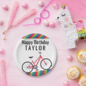 カラフル自転車パーソナライズされたパーティープレート ペーパープレート (パーティー)