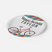 カラフル自転車パーソナライズされたパーティープレート ペーパープレート (アングル)