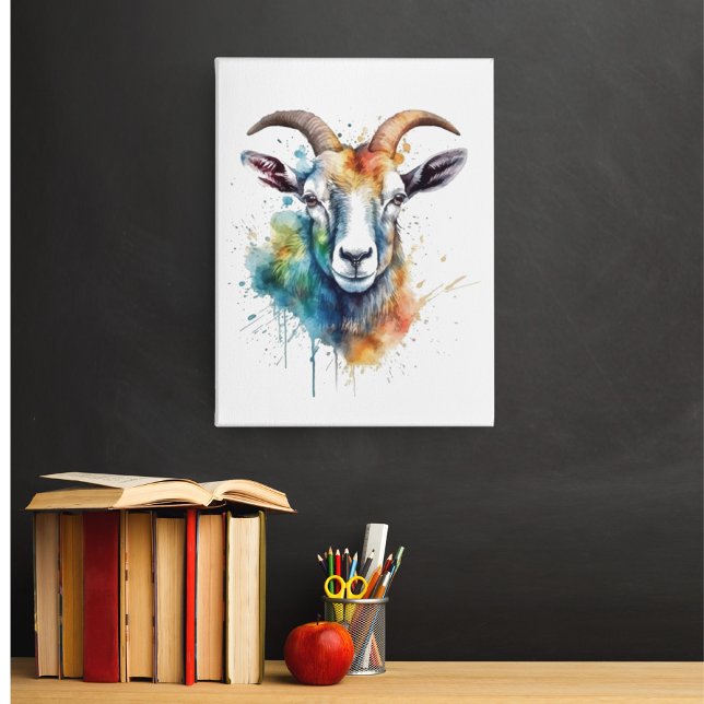 カラフル色彩の鮮やかのヤギ頭 メタルプリント (クリエイターアップロード済み)