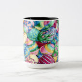 カラフル色彩の鮮やかイースター卵コーヒーマグ ツートーンマグカップ (中央)