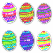 カラフル色彩の鮮やかイースター卵形のシール シール (正面)