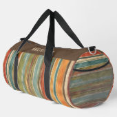 カラフル色彩の鮮やかストライプパーソナライズされた名 ダッフルバッグ (右コーナー)