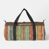 カラフル色彩の鮮やかストライプパーソナライズされた名 ダッフルバッグ (正面)