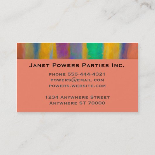 カラフル色彩の鮮やかストライプ抽象芸術モダンー 名刺 (裏面)