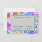 カラフル色彩の鮮やかダマスクピンクターコイズRSVP 招待状 (正面)