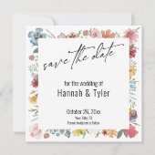 カラフル色彩の鮮やか水彩草野の花 セーブザデート (正面)