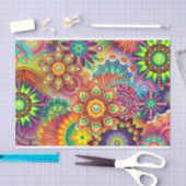 カラフル色数々のフローラマンダラデクページ 薄葉紙 (クラフト)