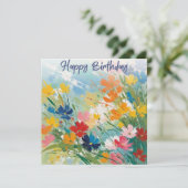 カラフル花かわいらしフローラハッピーバースデー カード (スタンド正面)