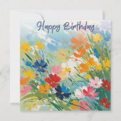 カラフル花かわいらしフローラハッピーバースデー カード (正面)