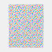 カラフル花きらめく柄 フリースブランケット (正面)