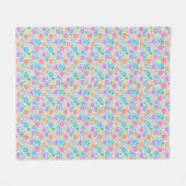 カラフル花きらめく柄 フリースブランケット (正面(横))