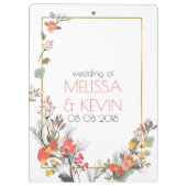 カラフル花と金ゴールド結婚のフレーム クリップボード (裏面)