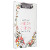 カラフル花と金ゴールド結婚のフレーム クリップボード (右)