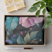 カラフル花と離れ黒背景 薄葉紙 (ギフト)