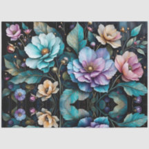 カラフル花と離れ黒背景