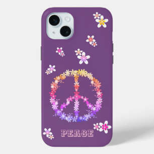 カラフル花の平和のサインパーソナライズされた、 iPhone 15 MINIケース