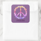 カラフル花の平和サインパーソナライズされた文字 スクエアシール (バッグ)