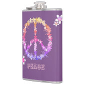 カラフル花の平和サインパーソナライズされた文字 フラスク (左)