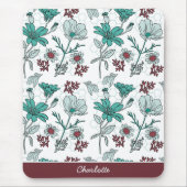 カラフル花の花のパーソナライズされた名前 マウスパッド (正面)