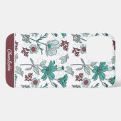 カラフル花の花のパーソナライズされた名前 iPhoneケース (裏面横)