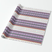 カラフル花を持つ幾何学フォークアートデザイン ラッピングペーパー (アンロールド)