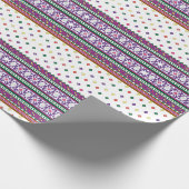 カラフル花を持つ幾何学フォークアートデザイン ラッピングペーパー (角)