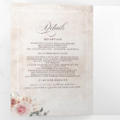 カラフル花エレガント声結婚声 三つ折り招待状 (内部最初)