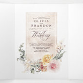 カラフル花エレガント声結婚声 三つ折り招待状 (内部中)