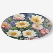 カラフル花エレガント水絵を描色 ペーパープレート (アングル)
