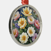 カラフル花エレガント水絵を描色 メタルオーナメント (右)