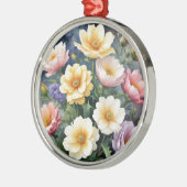 カラフル花エレガント水絵を描色 メタルオーナメント (左)