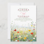 カラフル花エレガント自然結婚の 招待状 (正面)