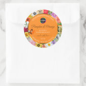 カラフル花オレンジ製品ラベルハートロゴ ラウンドシール (バッグ)