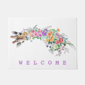 カラフル花キリン模様 – ようこそ ドアマット (正面)