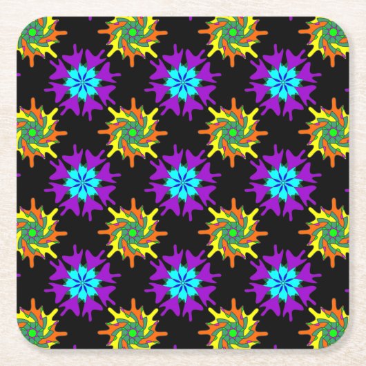 カラフル花コースターセット スクエアペーパーコースター (正面)