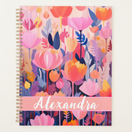 カラフル花デザイン個人名 プランナー手帳