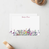 カラフル花パーソナライズされた咲き ノートカード (正面/裏面インサイチュ)