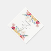 カラフル花パーソナライズされた結婚の スタンダードカクテルナプキン (角)