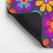 カラフル花ピースラブグルービーレトロヒッピー マウスパッド (コーナー)