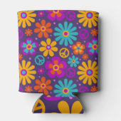 カラフル花ピースラブグルービーレトロヒッピー 缶クーラー (裏面)