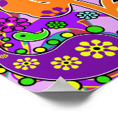 カラフル花ファンキーレトロペイズリーヒッピーのポスター ポスター (角)