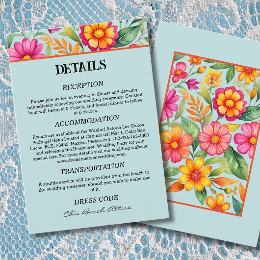 カラフル花フィエスタ結婚メキシコ詳細 エンクロージャーカード