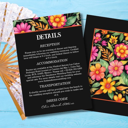 カラフル花フィエスタ結婚メキシコ詳細 エンクロージャーカード