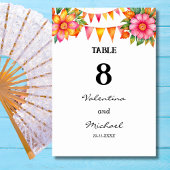 カラフル花フィエスタ結婚メキシコ テーブルナンバー