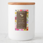 カラフル花フレーム茶色の製品ラベルハート フードラベル (正面)