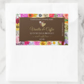 カラフル花フレーム茶色の製品ラベルハート 長方形シール (バッグ)