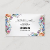 カラフル花フレーム葉モダンエレガント 名刺 (裏面)