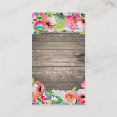 カラフル花モダンフローラシックウッド&レース 名刺 (裏面)