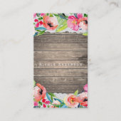 カラフル花モダンフローラシックウッド&レース 名刺 (正面)